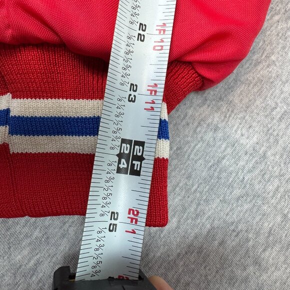 Vintage Shain Canada Satin 90s Varsity Red Jacket Carling Okeefe Men's Size L - Picture 7 of 11